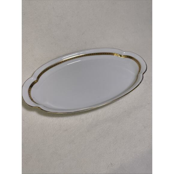 Antique Porcelain White /Gold Gilded Small Platter Royal Tettau - Picture 1 of 9